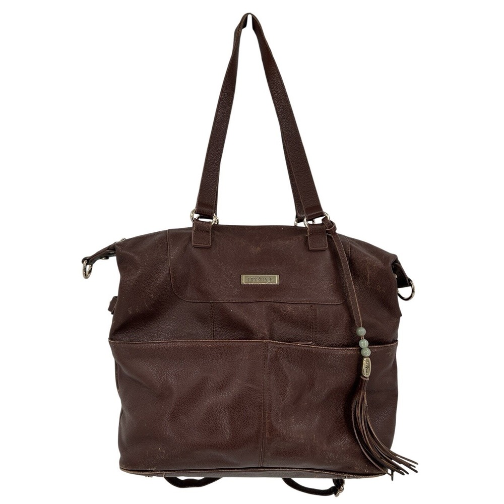 Lily‎ Jade Shaylee Camel Leather Diaper Bag Convertible Tote Backpack Insert Pad